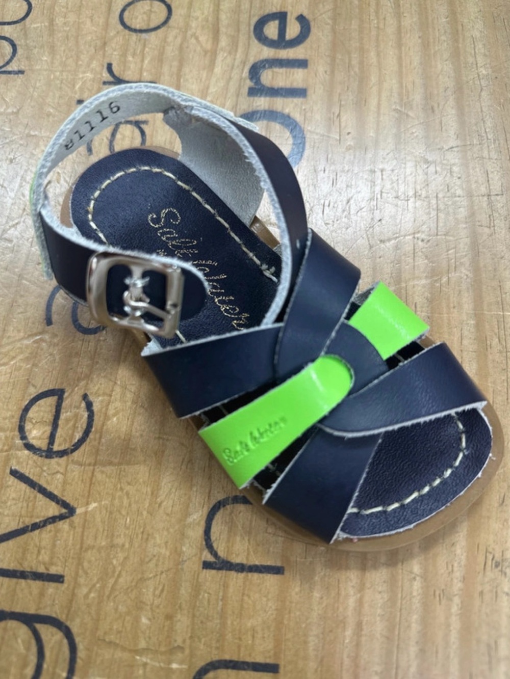 Saltwater Sandals Navy and Lime green